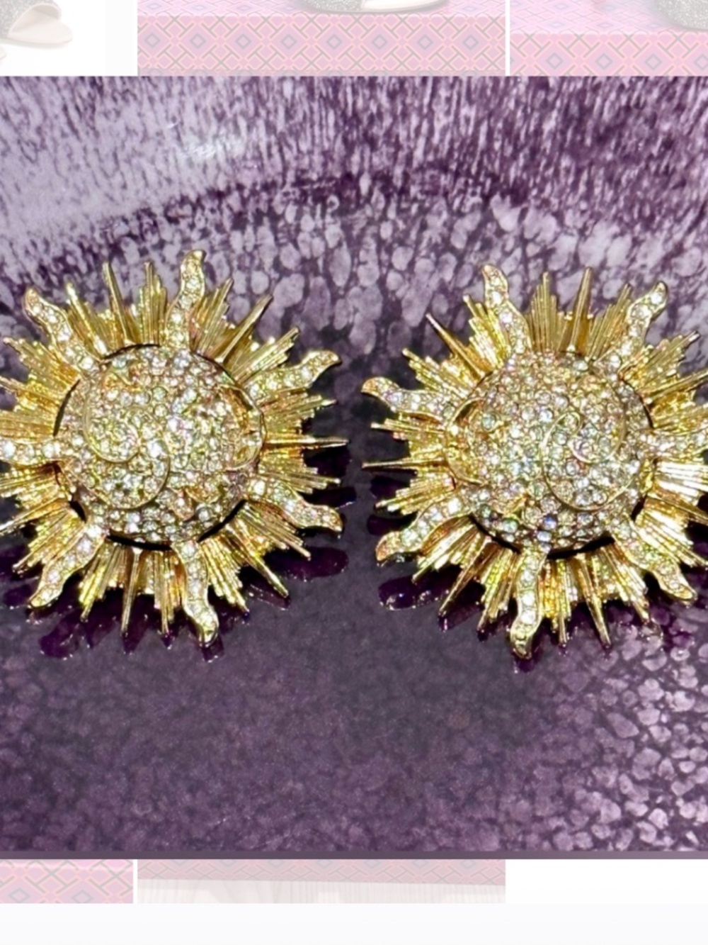 Swarovski Crystals Gold-Tone Sunburst Earrings - Picture 4 of 4